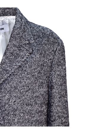 Diagonal grey wool and alpaca blend long coat MAURO GRIFONI | GT26004327009